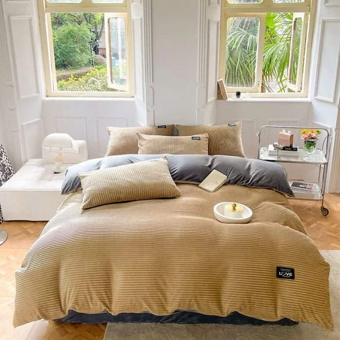 SaneShoppe - Puffy Duvet Cover Super Soft Plush Bedding Set Fall And Winter Thickened Plush Double Bed Cove