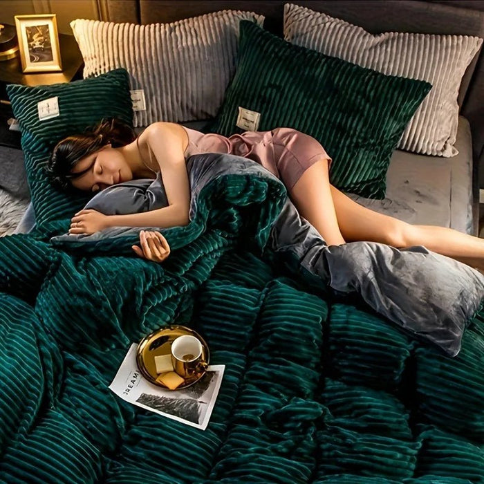 SaneShoppe - Puffy Duvet Cover Super Soft Plush Bedding Set Fall And Winter Thickened Plush Double Bed Cove