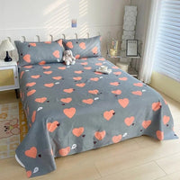 SaneShoppe-Red Flower Printed Flat Bed Sheets - Double/Single/Queen/King Sizes