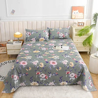 SaneShoppe-Red Flower Printed Flat Bed Sheets - Double/Single/Queen/King Sizes