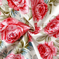 SaneShoppe-Red Flower Printed Flat Bed Sheets - Double/Single/Queen/King Sizes
