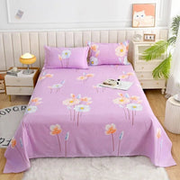SaneShoppe-Red Flower Printed Flat Bed Sheets - Double/Single/Queen/King Sizes