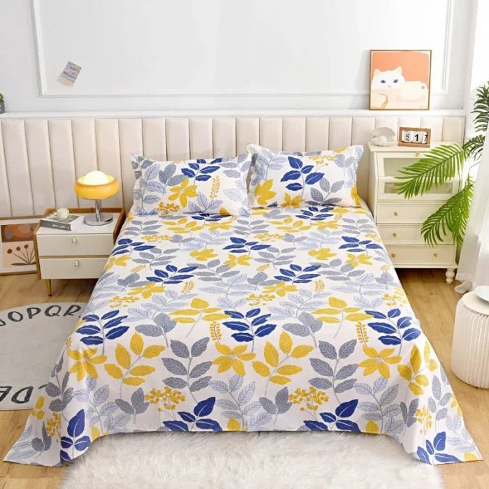 SaneShoppe-Red Flower Printed Flat Bed Sheets - Double/Single/Queen/King Sizes