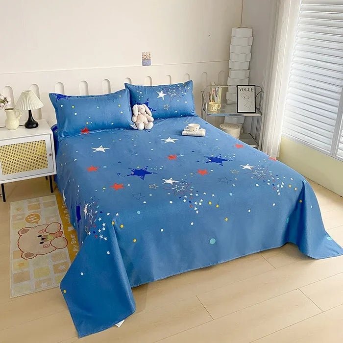 SaneShoppe-Red Flower Printed Flat Bed Sheets - Double/Single/Queen/King Sizes