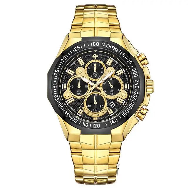 SaneShoppe-WWOOR Golden Chronograph Men's Luxury Wristwatch - New Model 2021
