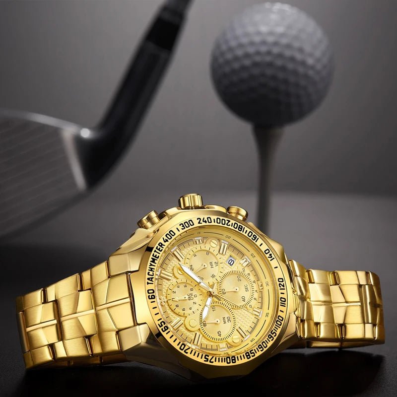 SaneShoppe-WWOOR Golden Chronograph Men's Luxury Wristwatch - New Model 2021