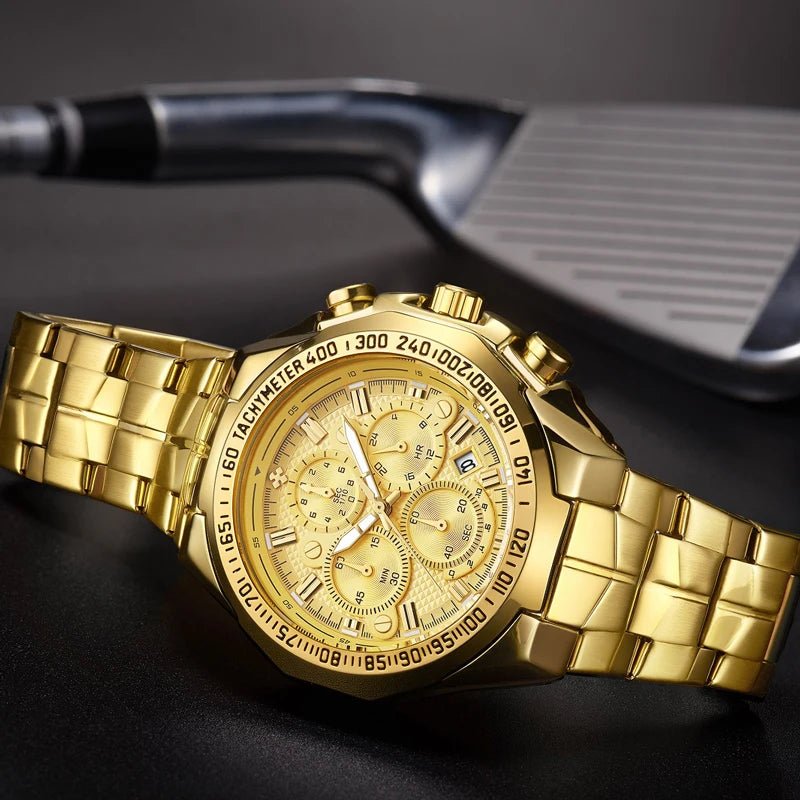 SaneShoppe-WWOOR Golden Chronograph Men's Luxury Wristwatch - New Model 2021