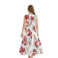 SaneShoppe - Romantic Floral Print Svel Dr High Waist Knot Waist Cinching Maxi Skirt French Sle Polyester Fiber Stree...