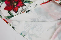 SaneShoppe - Romantic Floral Print Svel Dr High Waist Knot Waist Cinching Maxi Skirt French Sle Polyester Fiber Stree...