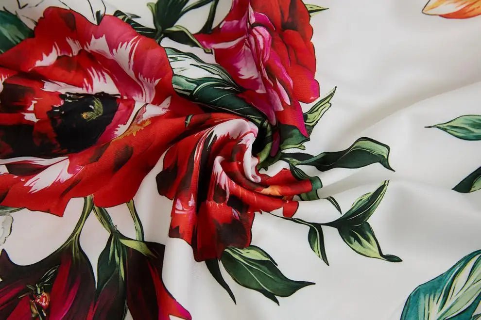 SaneShoppe - Romantic Floral Print Svel Dr High Waist Knot Waist Cinching Maxi Skirt French Sle Polyester Fiber Stree...