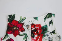 SaneShoppe - Romantic Floral Print Svel Dr High Waist Knot Waist Cinching Maxi Skirt French Sle Polyester Fiber Stree...