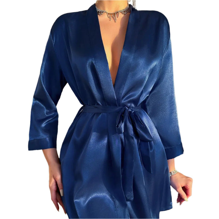 SaneShoppe - Satin Kimono Robe for Women - Soft Sleepwear & Bathrobe