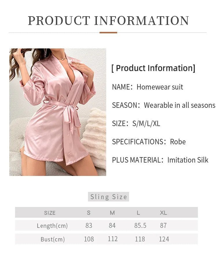 SaneShoppe - Satin Kimono Robe for Women - Soft Sleepwear & Bathrobe