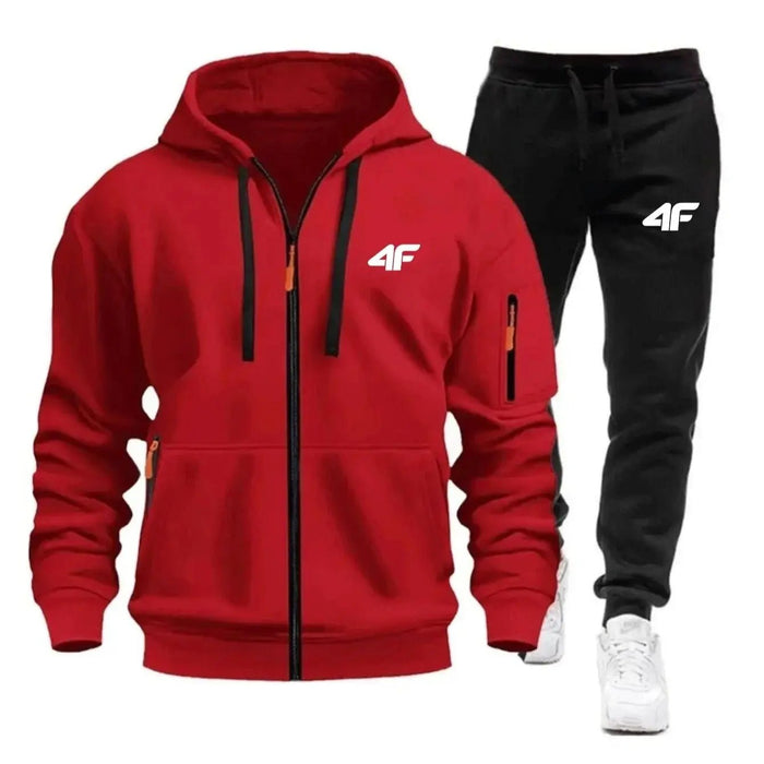 SaneShoppe-Men's Two Piece Outdoors Tracksuit Set - Stylish Sportswear for Comfortable Jogging