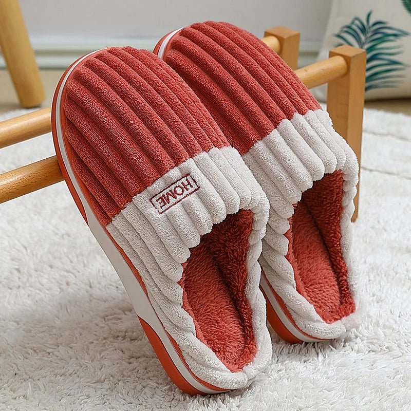 SaneShoppe - Shevalues Women's Fuzzy House Slippers Winter Warm Plush Indoor Non - slip Bedroom Slides Men Soft Comfort Fur Fluffy Cotton Shoes