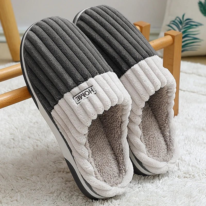SaneShoppe - Shevalues Women's Fuzzy House Slippers Winter Warm Plush Indoor Non - slip Bedroom Slides Men Soft Comfort Fur Fluffy Cotton Shoes