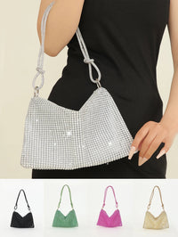 SaneShoppe - Shiny rhinestone woman handbags underarm crescent evening bag suitable for weddings, parties, and gatherings