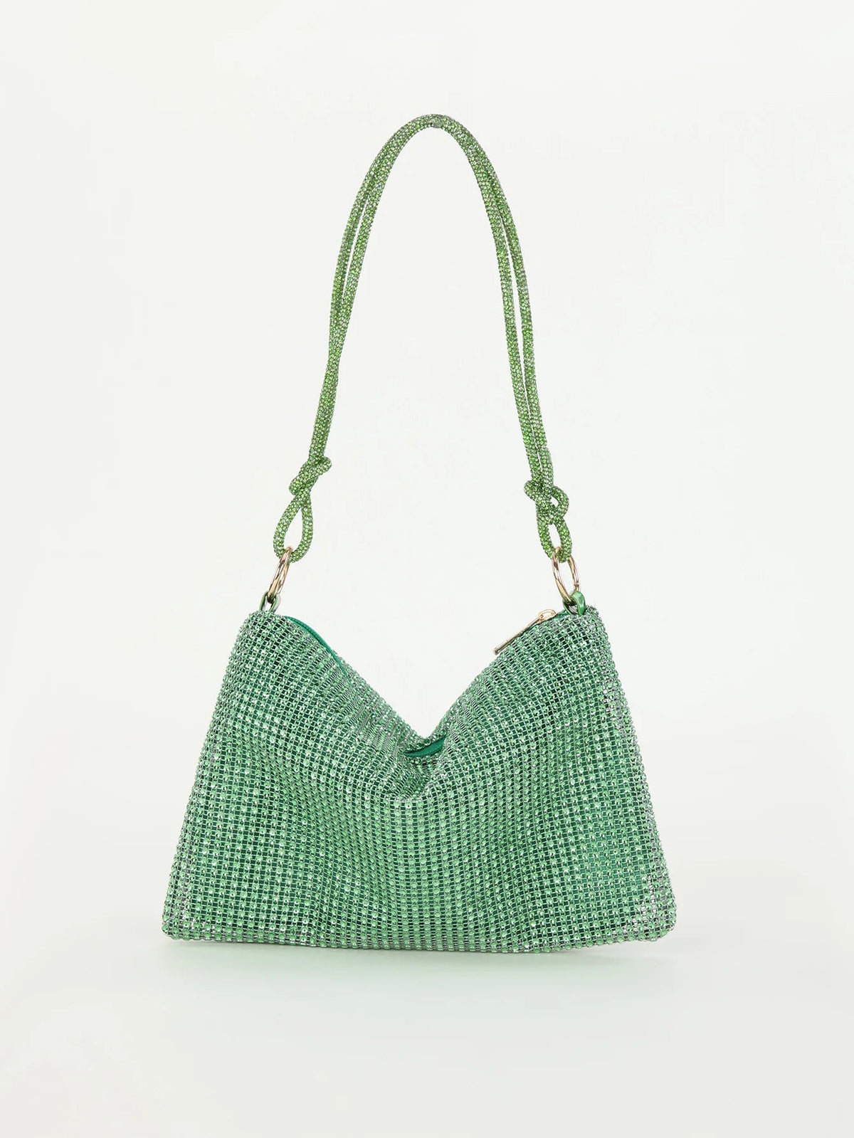 SaneShoppe - Shiny rhinestone woman handbags underarm crescent evening bag suitable for weddings, parties, and gatherings