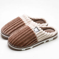 SaneShoppe - Smile Pop Women Confinement Soft Cotton Slippers Warm Non - slip Plush Home Cotton Slippers Men Winter Couple Cotton Slippers