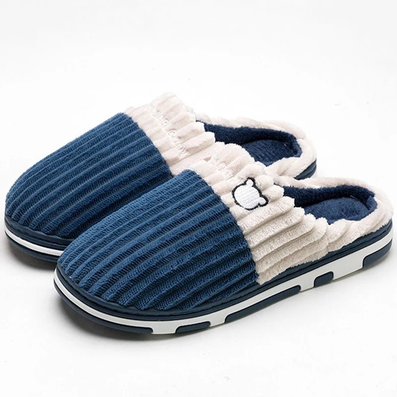 SaneShoppe - Smile Pop Women Confinement Soft Cotton Slippers Warm Non - slip Plush Home Cotton Slippers Men Winter Couple Cotton Slippers