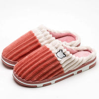 SaneShoppe - Smile Pop Women Confinement Soft Cotton Slippers Warm Non - slip Plush Home Cotton Slippers Men Winter Couple Cotton Slippers