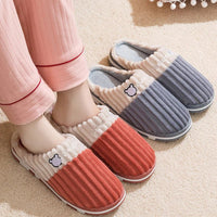 SaneShoppe - Smile Pop Women Confinement Soft Cotton Slippers Warm Non - slip Plush Home Cotton Slippers Men Winter Couple Cotton Slippers
