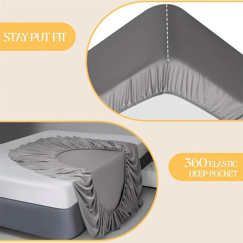 SaneShoppe-Luxury Organic Egyptian Cotton Fitted Sheet - Double Queen Size