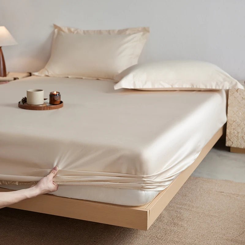 SaneShoppe-Luxury Organic Egyptian Cotton Fitted Sheet - Double Queen Size