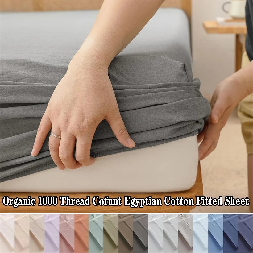 SaneShoppe-Luxury Organic Egyptian Cotton Fitted Sheet - Double Queen Size