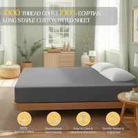 SaneShoppe-Luxury Organic Egyptian Cotton Fitted Sheet - Double Queen Size