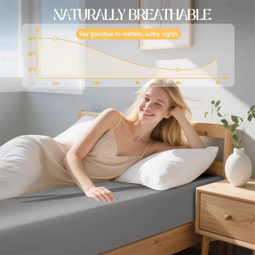 SaneShoppe-Luxury Organic Egyptian Cotton Fitted Sheet - Double Queen Size