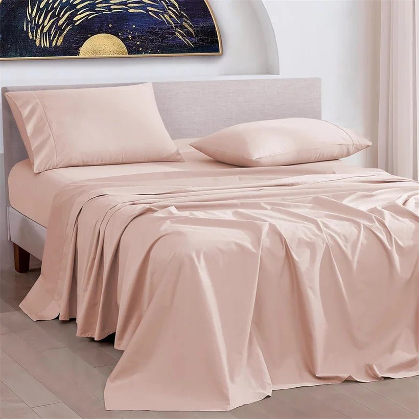 SaneShoppe - Soft Bed Sheet Set 100% Egyptian Cotton Bedding Set 1000TC 4/6pcs Bed Sheets Set Luxury Soft Fitted Sheet Bedsheet Pillowcase