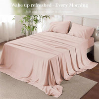 SaneShoppe - Soft Bed Sheet Set 100% Egyptian Cotton Bedding Set 1000TC 4/6pcs Bed Sheets Set Luxury Soft Fitted Sheet Bedsheet Pillowcase