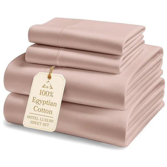 SaneShoppe - Soft Bed Sheet Set 100% Egyptian Cotton Bedding Set 1000TC 4/6pcs Bed Sheets Set Luxury Soft Fitted Sheet Bedsheet Pillowcase