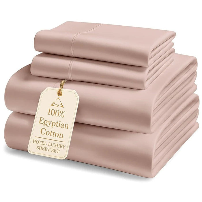 SaneShoppe - Soft Bed Sheet Set 100% Egyptian Cotton Bedding Set 1000TC 4/6pcs Bed Sheets Set Luxury Soft Fitted Sheet Bedsheet Pillowcase