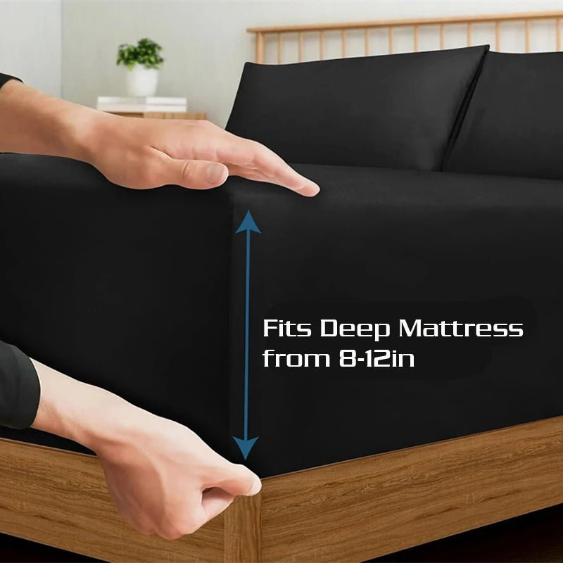 SaneShoppe - Soft Cotton Fitted Sheet Single Double King Queen Size Mattress Cover with Elastic Band Bed Sheet Bed Linens 100/120/150/180/200