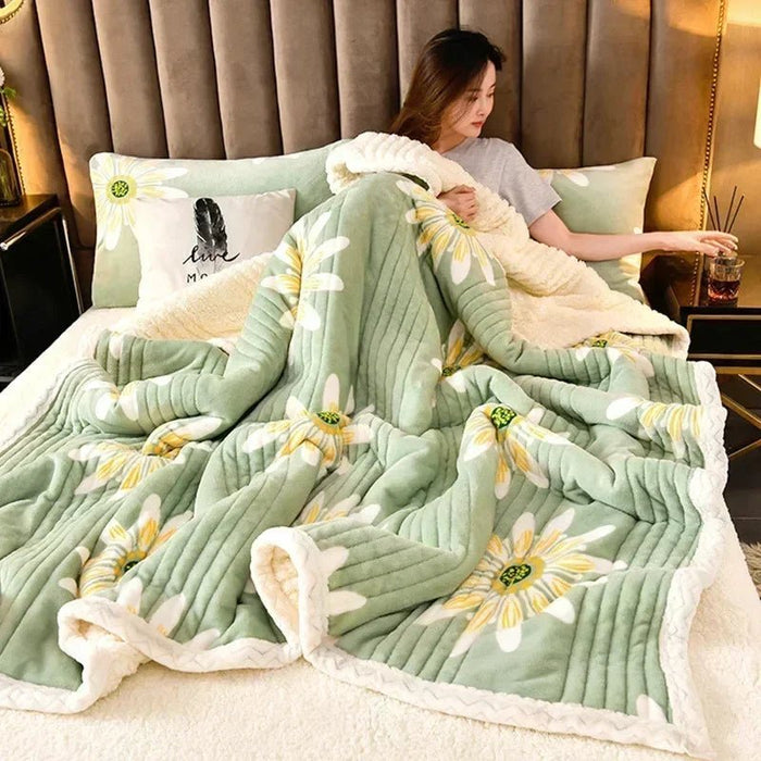 SaneShoppe - Soft Fluffy Warm Winter Blanket Thicken Lamb's Wool Autumn Warmth Blankets for Bed Milk Velvet Comfortable Sofa Blanket Throw