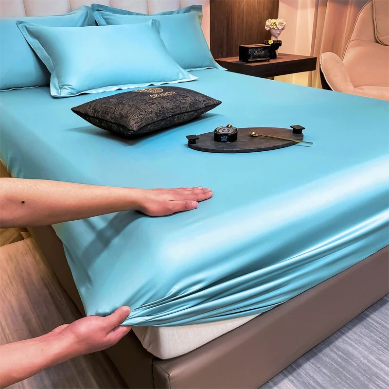 SaneShoppe-Luxury Egyptian Cotton Fitted Bed Sheet 400TC Mattress Cover with Elastic Bands