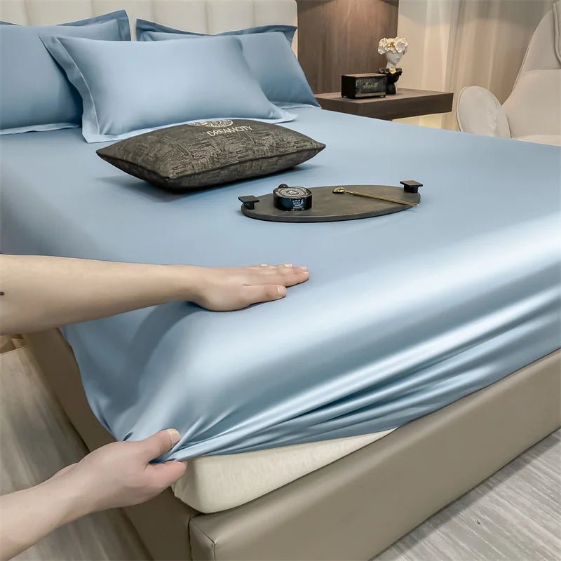 SaneShoppe-Luxury Egyptian Cotton Fitted Bed Sheet 400TC Mattress Cover with Elastic Bands