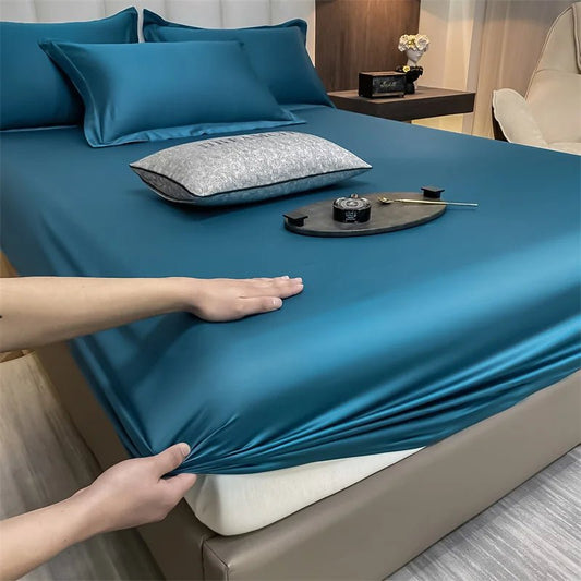 SaneShoppe-Luxury Egyptian Cotton Fitted Bed Sheet 400TC Mattress Cover with Elastic Bands