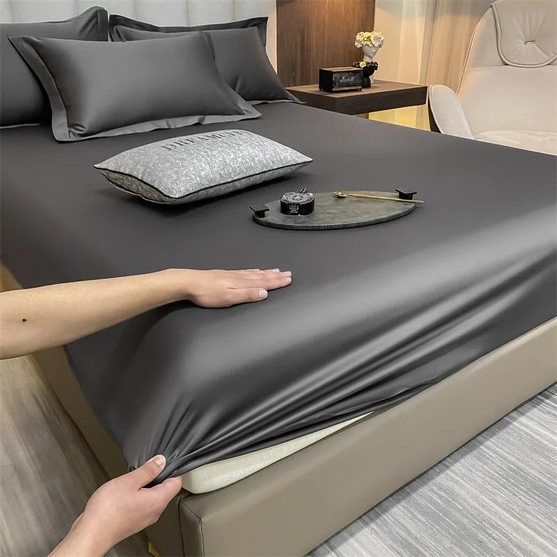 SaneShoppe-Luxury Egyptian Cotton Fitted Bed Sheet 400TC Mattress Cover with Elastic Bands