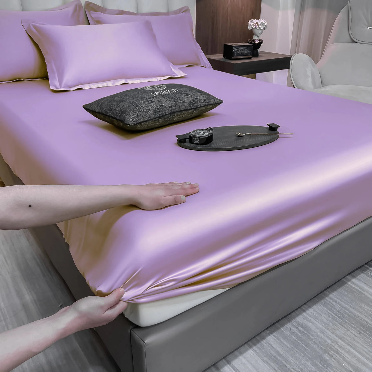 SaneShoppe-Luxury Egyptian Cotton Fitted Bed Sheet 400TC Mattress Cover with Elastic Bands