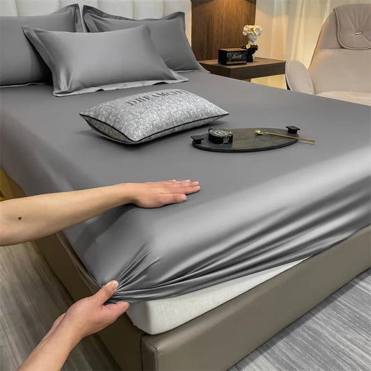 SaneShoppe-Luxury Egyptian Cotton Fitted Bed Sheet 400TC Mattress Cover with Elastic Bands