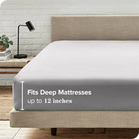 SaneShoppe-Luxury Egyptian Cotton Fitted Bed Sheet 400TC Mattress Cover with Elastic Bands