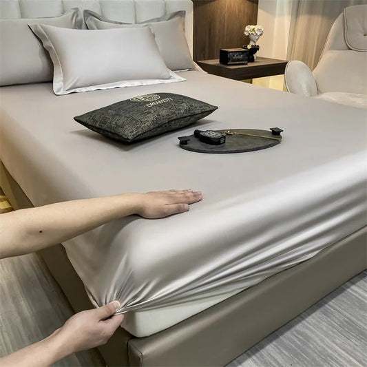 SaneShoppe-Luxury Egyptian Cotton Fitted Bed Sheet 400TC Mattress Cover with Elastic Bands