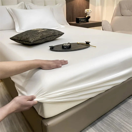 SaneShoppe-Luxury Egyptian Cotton Fitted Bed Sheet 400TC Mattress Cover with Elastic Bands