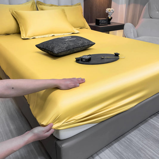 SaneShoppe-Luxury Egyptian Cotton Fitted Bed Sheet 400TC Mattress Cover with Elastic Bands