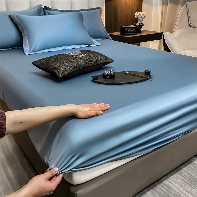 SaneShoppe-Luxury Egyptian Cotton Fitted Bed Sheet 400TC Mattress Cover with Elastic Bands
