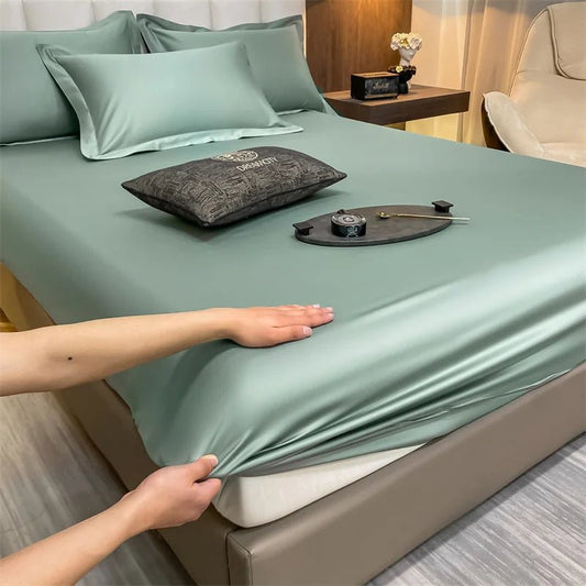 SaneShoppe-Luxury Egyptian Cotton Fitted Bed Sheet 400TC Mattress Cover with Elastic Bands