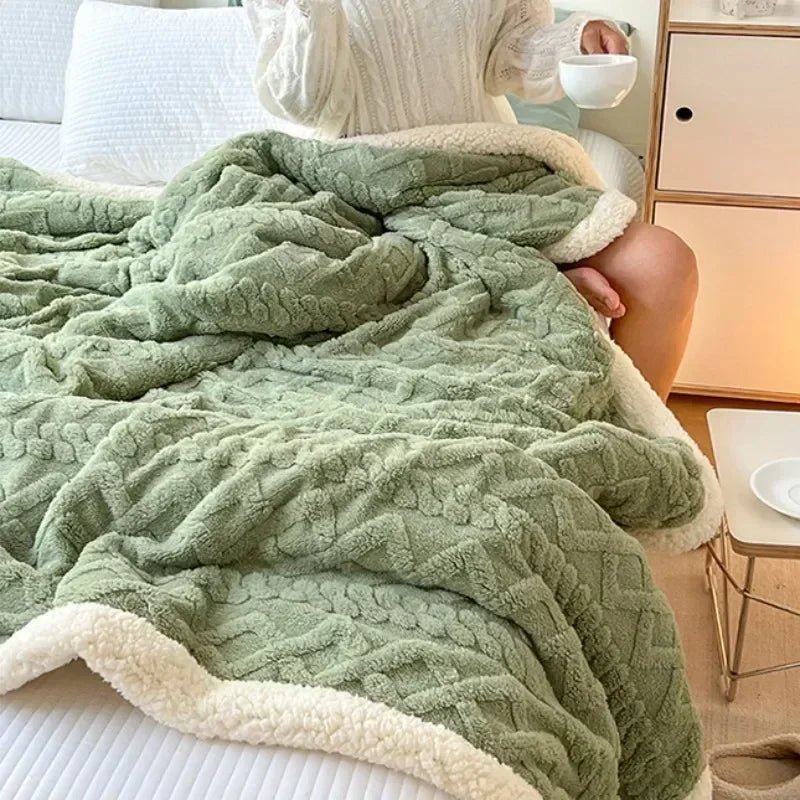 SaneShoppe - Soft Woolen Blanket for Bedding and Sofa, Warm Lamb Velvet Flannel Cover Blanket for Office, Air Conditioning and Nap